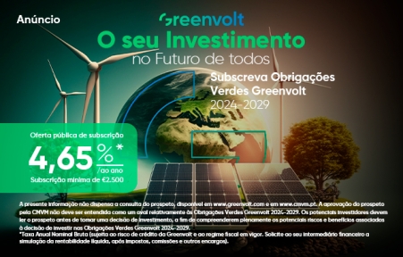 Greenvolt lança empréstimo obrigacionista “Obrigações Verdes Greenvolt 2029” colocado pelo Banco Finantia